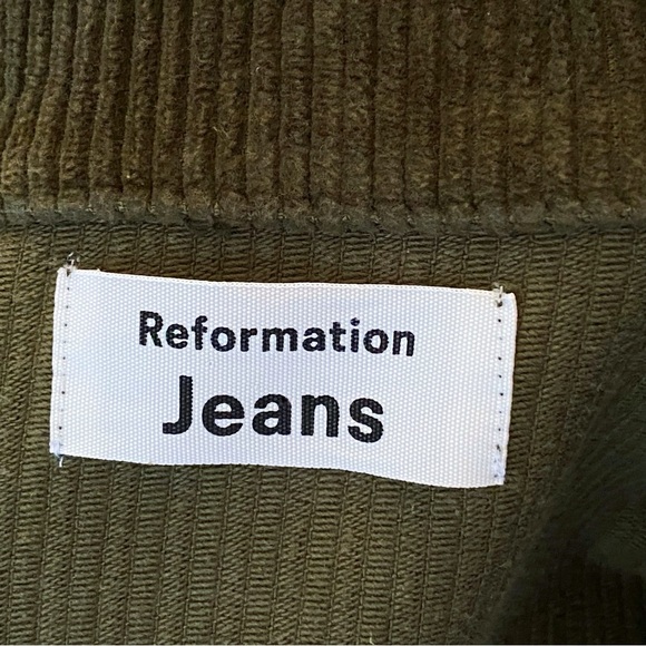 REFORMATION AARON GREEN CORDUROY COLLARED LONG SLEEVE ZIP UP JUMPSUIT - Picture 12 of 16